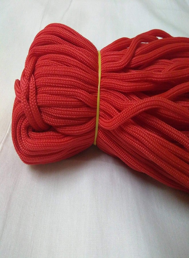 DK Craft Touch Nylon Knot Macrame Beading Braided Thread 60 Metre Cord Rope, 4mm (Rainbow Colours) (Red) - Image 1